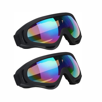 B&Q 2 Piece Multicolour Windproof Ski Goggles With Anti Fog Lenses For Snowboarding