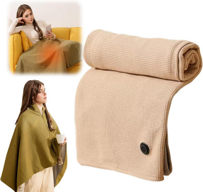 B&Q Apricot Portable Electric Heated Scarf For Women With 3 Temperature Settings
