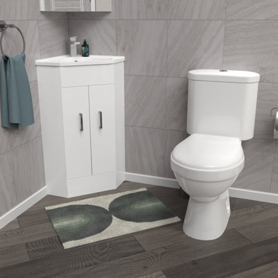 B&Q -  White Corner Vanity Unit With Ceramic Basin & Toilet Set