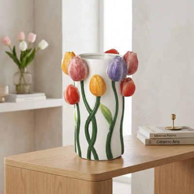 Garden Greatness 3D Ceramic Tulips Statement Vase from B&Q