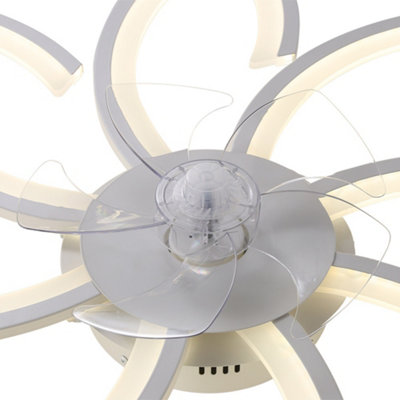 87cm Dia Modern Flower Shape Ceiling Fan with LED Light and Remote Control