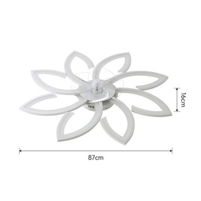 87cm Dia Modern Flower Shape Ceiling Fan with LED Light and Remote Control