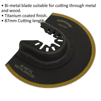 87mm Bi-Metal Multi-Tool Blade - Titanium Coated - Cuts Through Wood & Metal