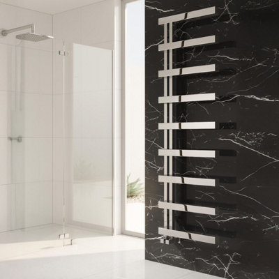 Reina Piazza Ladder Towel Radiator1670 X 500mmPolished Stainless Steel from B&Q