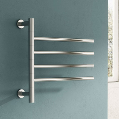 B&Q -  Rance 455 X 500mm Electric Only Towel Radiator In Polished Stainless Steel