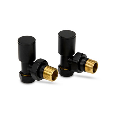 LavaTap Angled Black Radiator Valves 15mm Brass Manual Heating Pair from B&Q