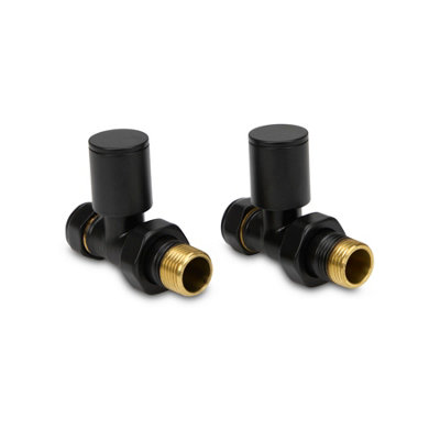 LavaTap Straight Black Radiator Valves 15mm Brass Manual Heating Pair from B&Q