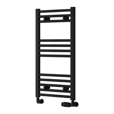 Reina Capo Flat Heated Designer Ladder Towel Rail800 X 400 mmBlack from B&Q