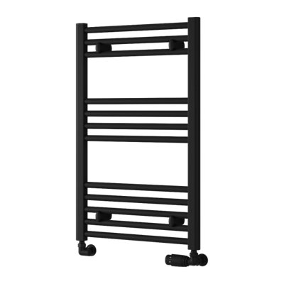 Reina Capo Flat Heated Designer Ladder Towel Rail800 X 500 mmBlack from B&Q