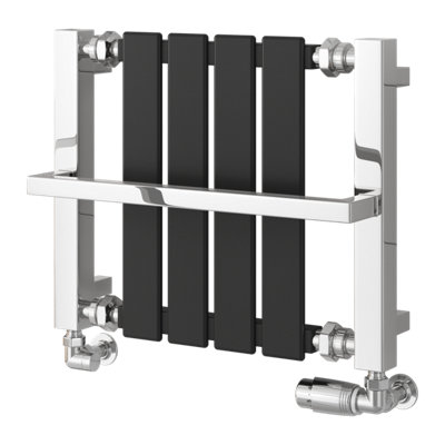 Reina Ashen Mild Steel Towel Rail400 X 490mmBlack from B&Q