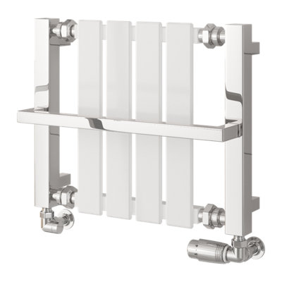 Reina Ashen Mild Steel Towel Rail400 X 490mmWhite from B&Q