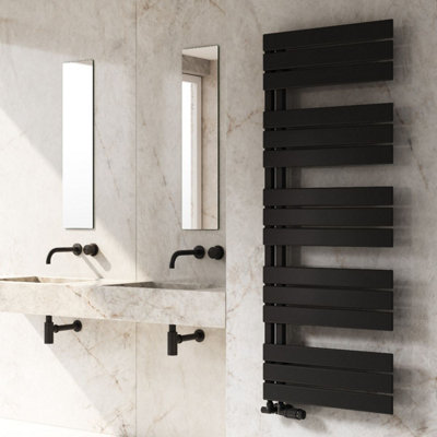 Reina Pettino Offset Ladder Towel Radiator1424 X 550 mmBlack from B&Q