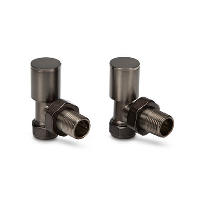 LavaTap Angled Brushed Gun Metal Radiator Valves 15mm Brass Manual Heating Pair from B&Q