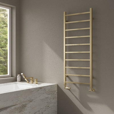 Reina Renia Serena Designer Heated Towel Rail1200 X 500mmBrushed Brass from B&Q