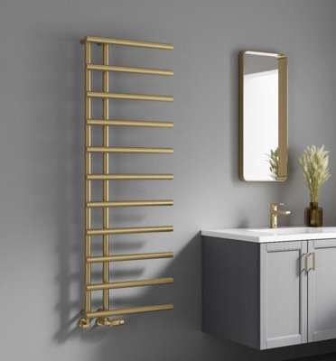 Reina Matera Modern Heated Towel Rail1412 X 500 mmBrushed Brass from B&Q