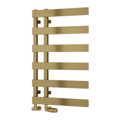 Reina Florina Modern Offset Towel Radiator800 X 500 mmBrushed Brass from B&Q