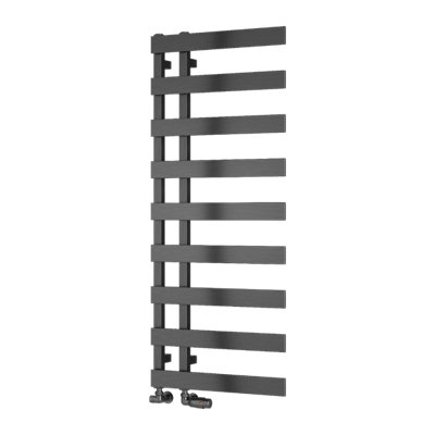 Reina Florina Modern Offset Towel Radiator1235 X 500 mmBrushed Gun Metal from B&Q