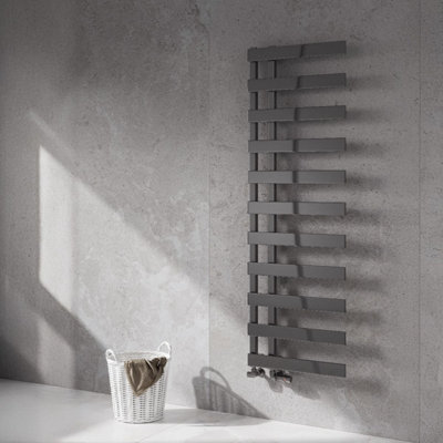 Reina Florina Modern Offset Towel Radiator1525 X 500 mmBrushed Gun Metal from B&Q