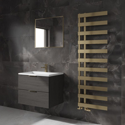Reina Florina Modern Offset Towel Radiator1525 X 500 mmBrushed Brass from B&Q