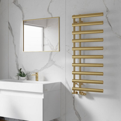 Reina Grace Modern Heated Towel Radiator1140 X 500 mmBrushed Brass from B&Q