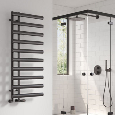 Reina Grace Modern Heated Towel Radiator1140 X 500 mmBrushed Gun Metal from B&Q