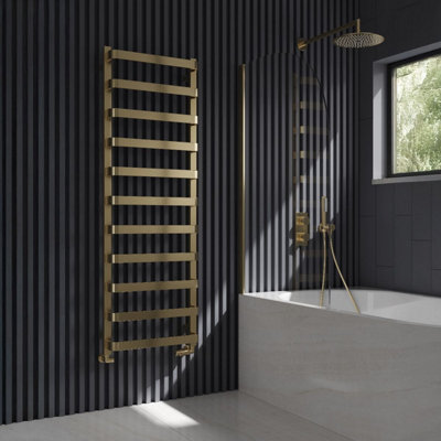 Reina Flora Heated Towel Rail1500 X 500mmBrushed Brass from B&Q
