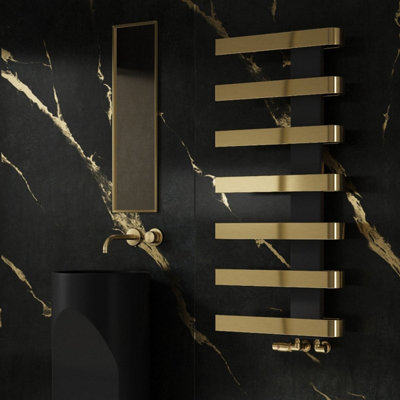 Reina Panaro Modern Heater Towel Rail1100 X 500 mmBrushed Brass from B&Q