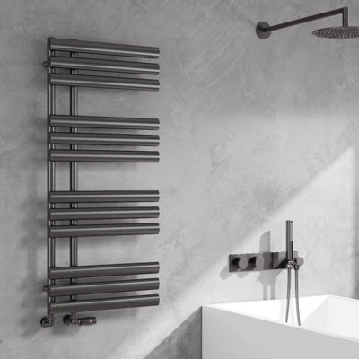 Reina Chisa Heated Designer Towel Rail1130 X 500mmBrushed Gun Metal from B&Q