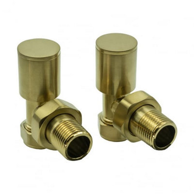 Reina Portland Angled Radiator Valves Pair 15mmBrushed Brass from B&Q