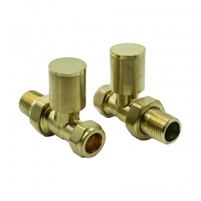 Reina Portland Straight Radiator Valves Pair 15mmBrushed Brass from B&Q