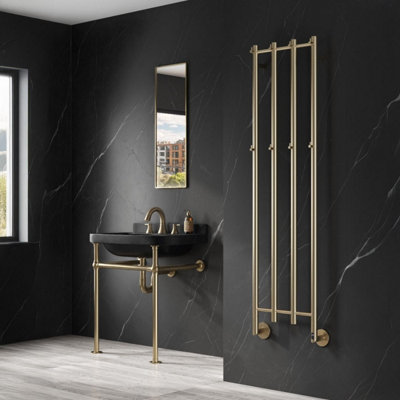 Reina Solara Dry Electric Radiator With Lcd Display Brushed Brass from B&Q