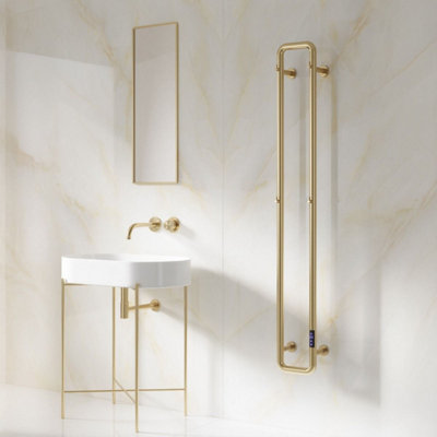 Reina Pelmo Dry Electric Radiator With Lcd Display Brushed Brass from B&Q