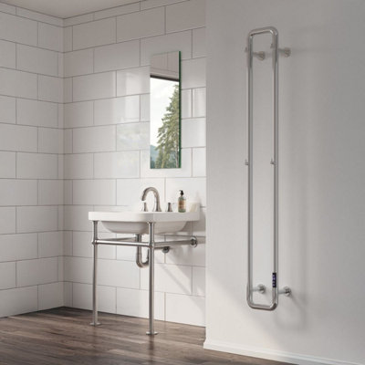 Reina Pelmo Dry Electric Radiator With Lcd Display Polished Stainless Steel from B&Q