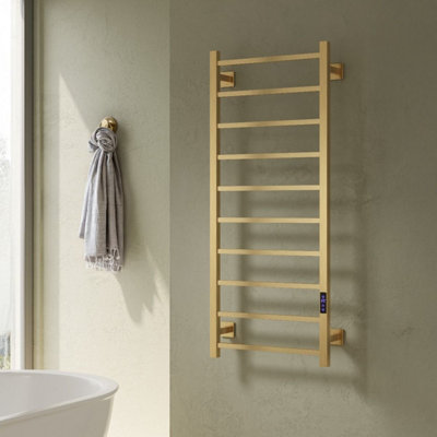 Reina Velino Dry Electric Radiator With Lcd Display Brushed Brass 1200 X 500mm from B&Q
