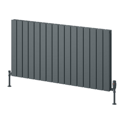 Reina Piatto Horizontal Aluminium Double Panel RadiatorSize 600 X 1195mmAnthracite from B&Q