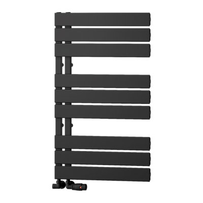 Reina Vada Vertical Aluminium Central Heating Towel Rail870 X 500mmBlack from B&Q