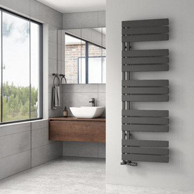Reina Vada Vertical Aluminium Central Heating Towel Rail1510 X 500mmAnthracite from B&Q