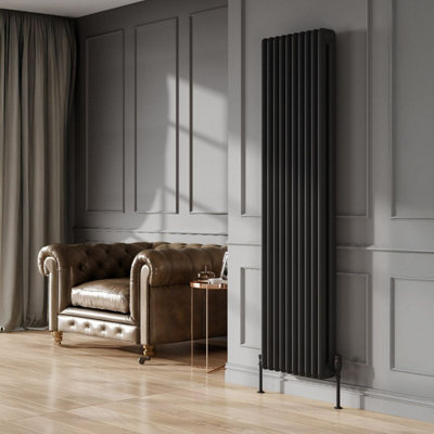 B&Q -  Hedingham Vertical Traditional Column Radiator1800 X 465mmBlack