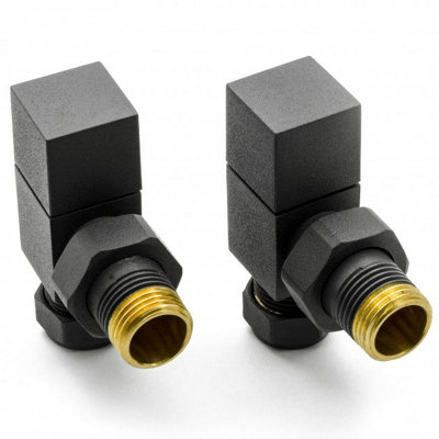 Reina Loge Angled Radiator Valves PairAnthracite from B&Q