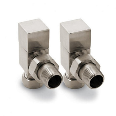 Reina Loge Angled Radiator Valves Pair Brushed from B&Q