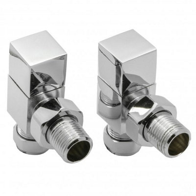 Reina Loge Angled Radiator Valves Pair Chrome from B&Q