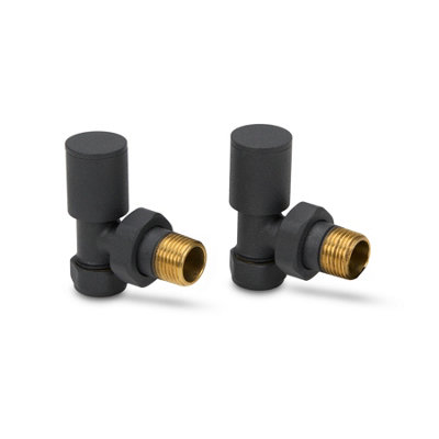 LavaTap Angled Anthracite Radiator Valves 15mm Brass Manual Heating Pair from B&Q