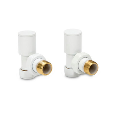 LavaTap Angled White Radiator Valves 15mm Brass Manual Heating Pair from B&Q
