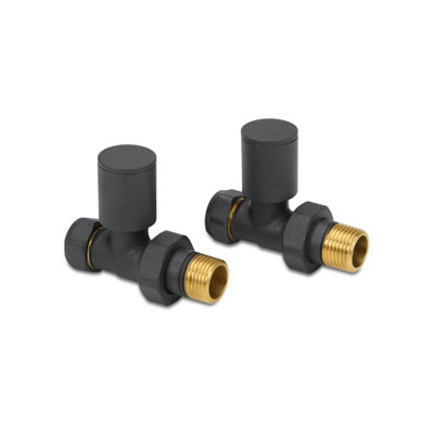 LavaTap Straight Anthracite Radiator Valves 15mm Brass Manual Heating Pair from B&Q