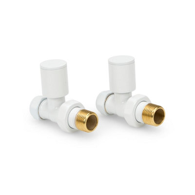 LavaTap Straight White Radiator Valves 15mm Brass Manual Heating Pair from B&Q