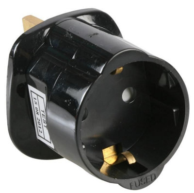 Pro ElecSchuko To Uk Plug Travel Adaptor Black from B&Q