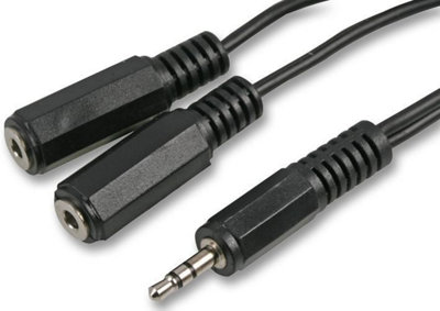 B&Q -  Pro Signal2X 3.5mm Stereo Jack Sockets To Stereo Jack Plug Lead150mm Black
