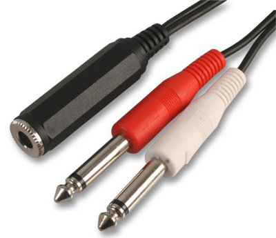 ProSignal Pro Signal6.35mm (1/4") Mono Jack Socket To 2X Plugs Lead300mm Black