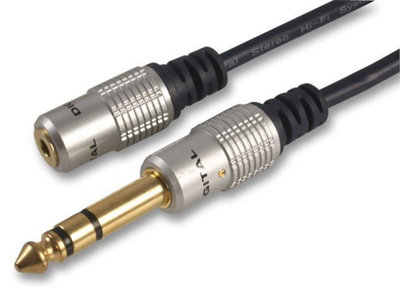 B&Q -  Pro Signal3.5mm To 6.35mm (1/4") Stereo Jack Socket To Plug Lead300mm Black