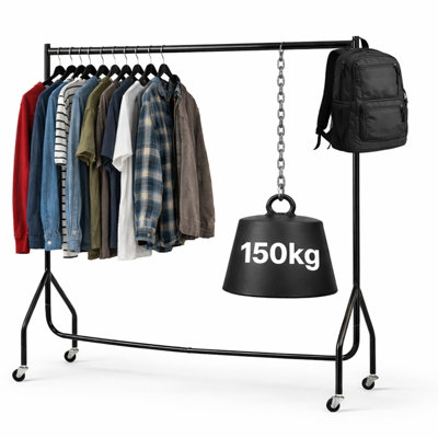 B&Q -  Extra Strong Heavy Duty Black Metal 4Ft Long X 5Ft Tall Clothes Rail Stand